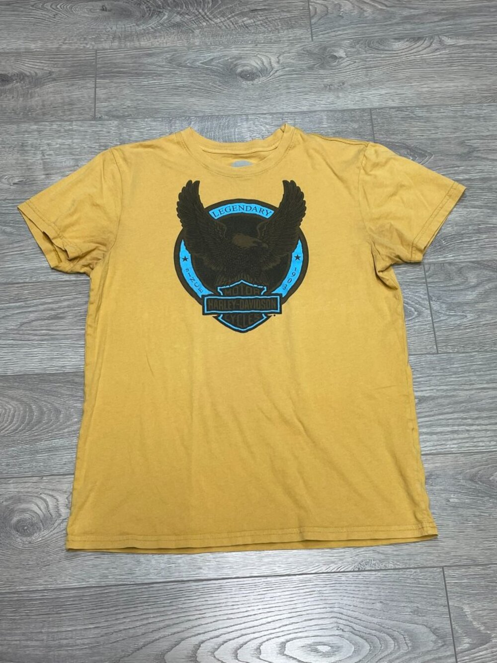Vintage Harley Davidson Yellow Eagle Graphic Tee T-Shirt Large Made In USA L 90s